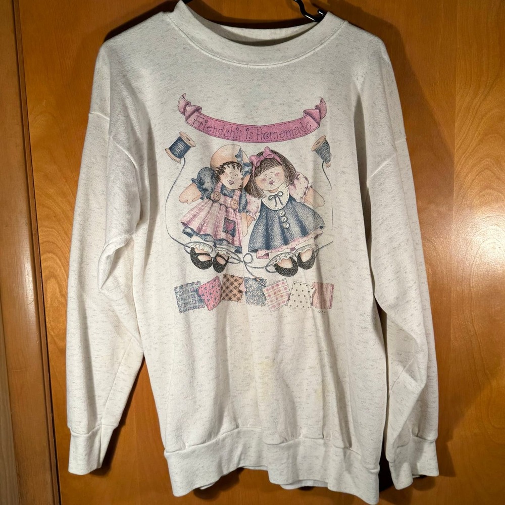 Vintage Tultex Crewneck Sweater “Friendship is Homemade” Doll Women’s XL